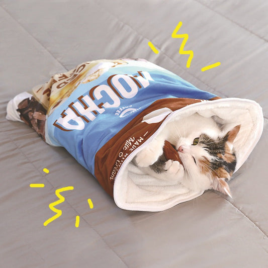 Cat Sleeping Bag with Paper Bag Sound