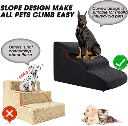 Curved Pet Stairs, Non Slip and High Density Foam